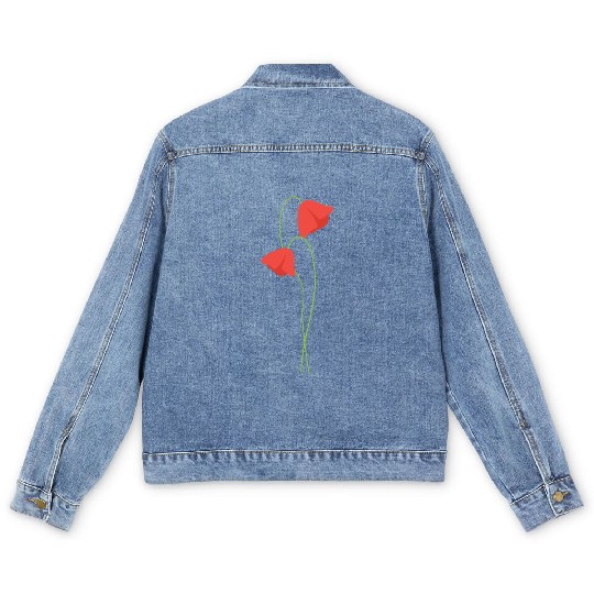Poppy flower Men's Denim Jackets