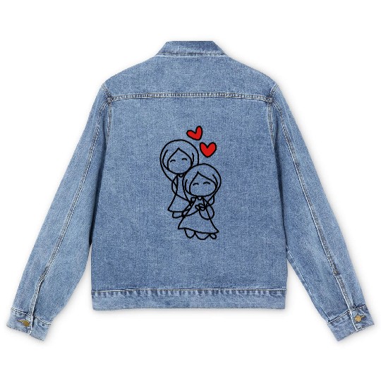 gay couple Men's Denim Jackets