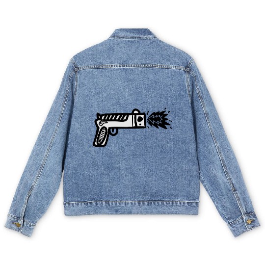 comic gun Men's Denim Jackets