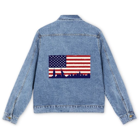 US Flag Freedom liberty peace Men's Denim Jackets