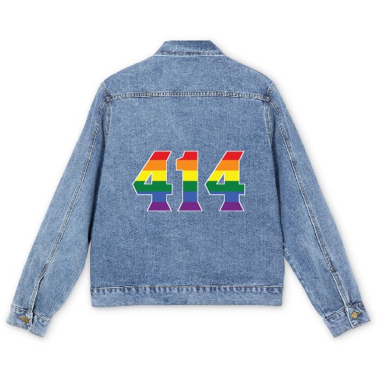 Gay Pride 414 Milwaukee Area Code Men's Denim Jackets