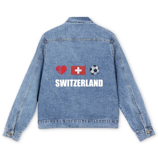 Switzerland Football Men's Denim Jackets - Switzerland Soccer