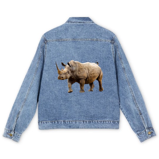 rhinoceros hippo nashorn1 Men's Denim Jackets
