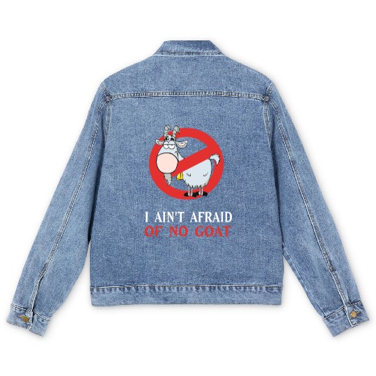 Cubs Goat Funny Men's Denim Jackets I Ain t Afraid of No Goat