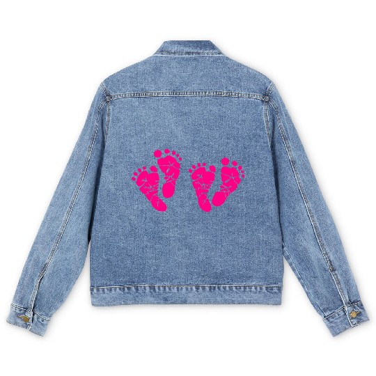 Twin Baby Feet - Pregnancy - Maternity - Mom to be Men's Denim Jackets