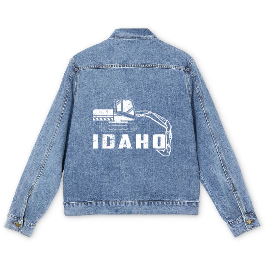 Huge Backhoe Toy Idaho Backhoe Men's Denim Jackets