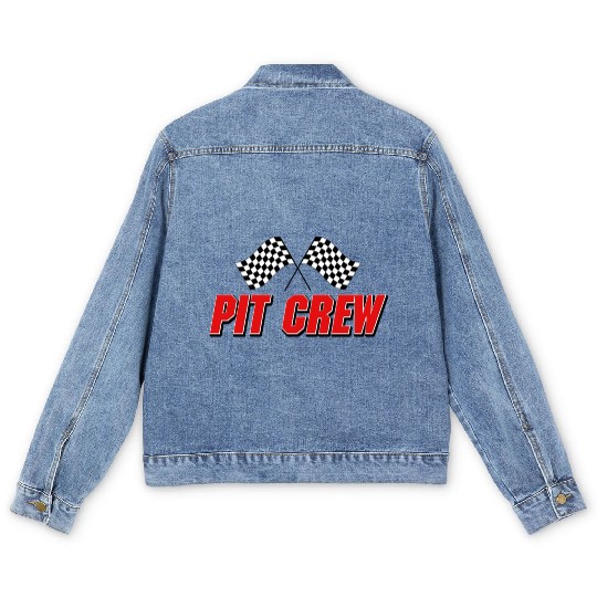 Pit Crew Racing Team Sports Racers Track Pit Stops Men's Denim Jackets