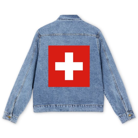 flag switzerland Men's Denim Jackets