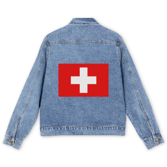 flag switzerland Men's Denim Jackets