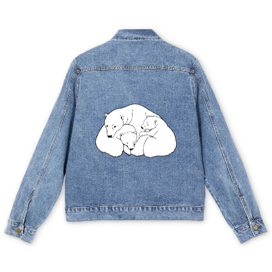 Polar Bear w. Cubs Twins Men's Denim Jackets