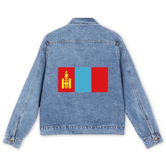 flag mongolia Men's Denim Jackets