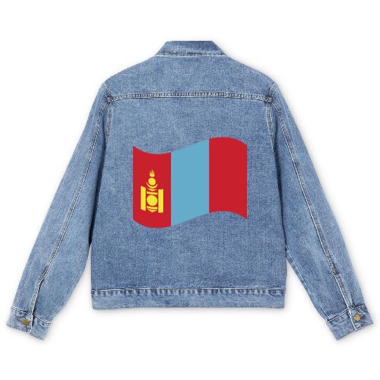 flag mongolia Men's Denim Jackets