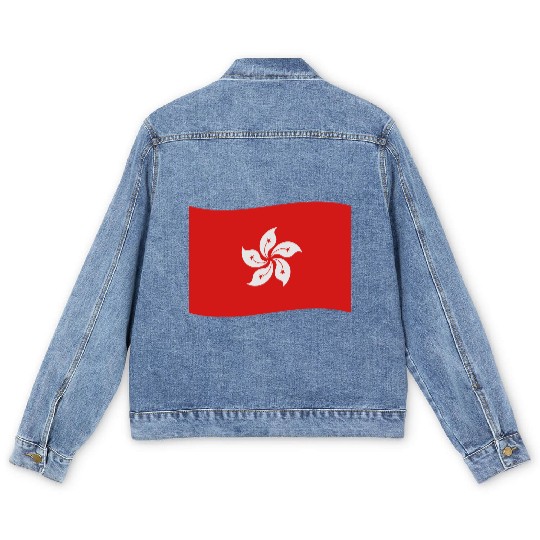 flag hong kong Men's Denim Jackets
