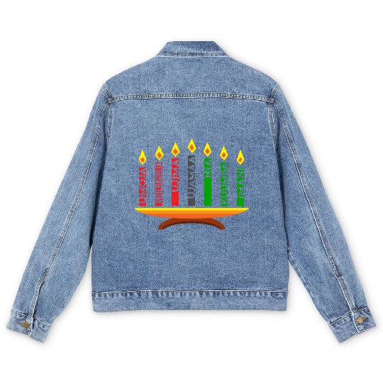 Kwanzaa Holiday Candles Men's Denim Jackets
