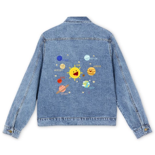 Planets Galaxy Men's Denim Jackets Science Men's Denim Jackets