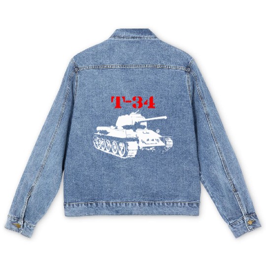 T 34 Soviet Russin World War II Tank Men's Denim Jackets