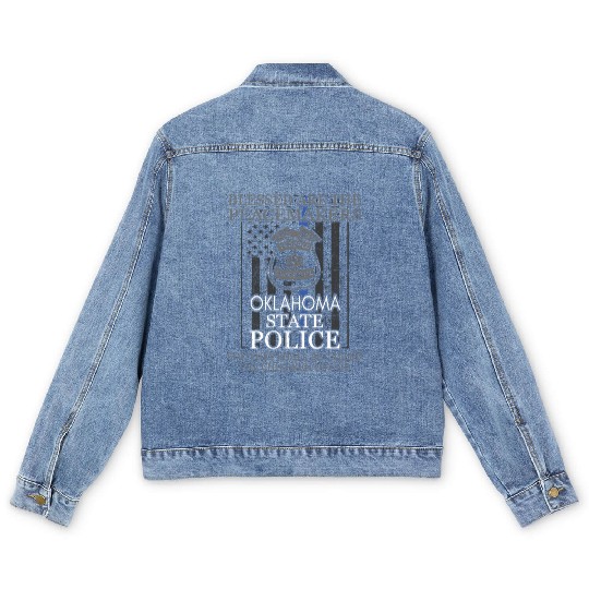 Oklahoma Highway Patrol Saint Michael Police Prayer Men's Denim Jackets