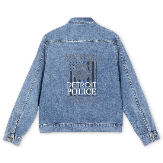 Detroit Police Support Saint Michael Police Officer Prayer Men's Denim Jackets