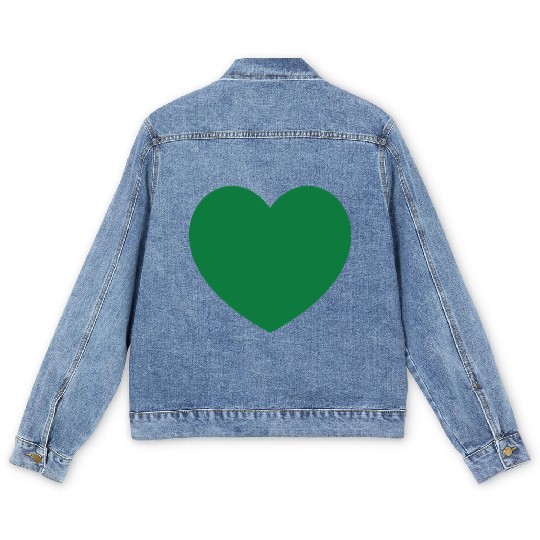 Dark Green Heart Men's Denim Jackets