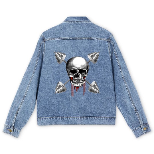 GYM skull pirate imag, For all GYM pirates Men's Denim Jackets