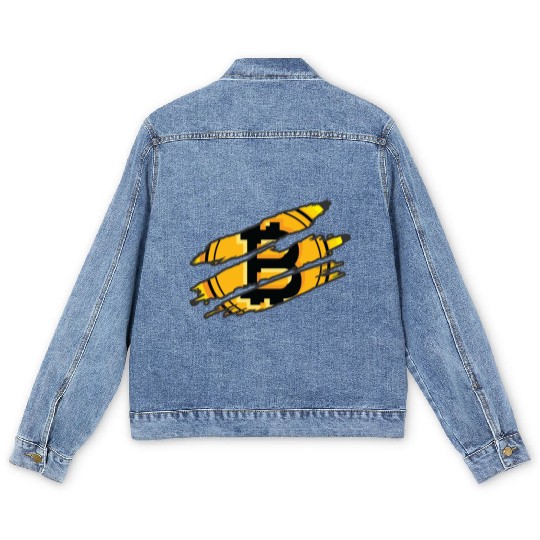 BITCOIN BEAST Men's Denim Jackets