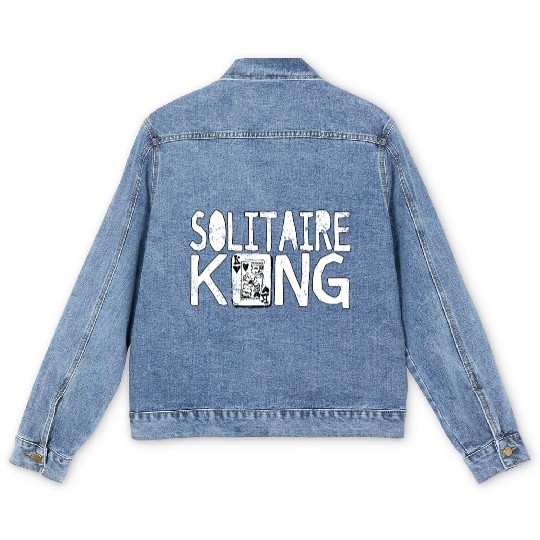 Solitaire King Card Games Fun Men's Denim Jackets