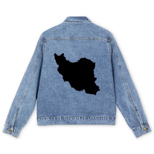 Iran map silhouette Men's Denim Jackets