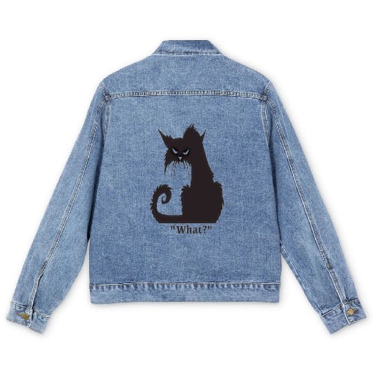 Angry black cat Men's Denim Jackets