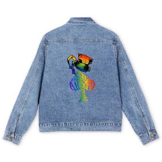 Alice in Wonderland | Were All Mad Here | Mad Hatter | LGBT Rainbow Men's Denim Jackets