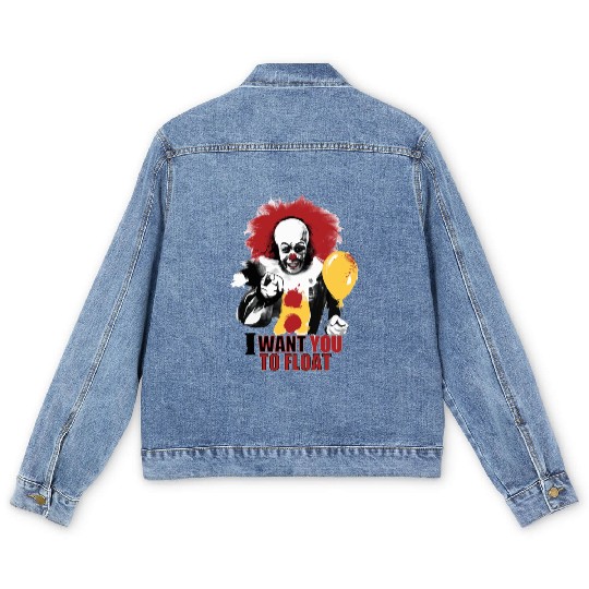 Creepy Pennywise LIGHT Version Art Character Men's Denim Jackets