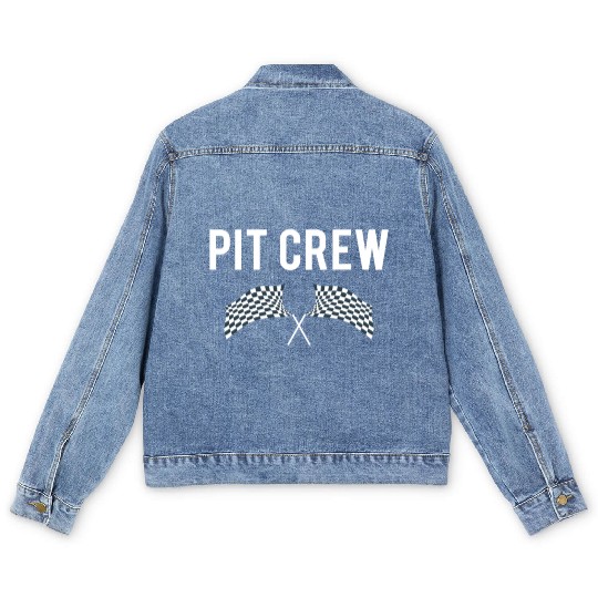 Pit Crew Car Enthusiast Race Track or Drag Strip Design Men's Denim Jackets