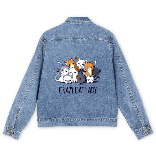 Crazy Cat Lady Men's Denim Jackets