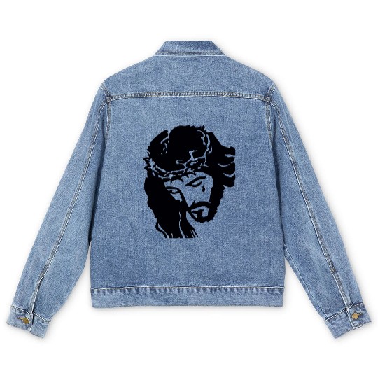 JESUS CROWN OF THORNS Men's Denim Jackets