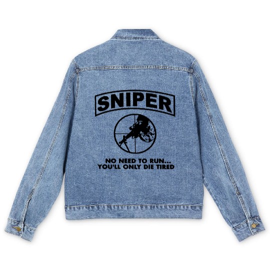 Sniper No Need To Run Army Marine Corps Adult Men's Denim Jackets