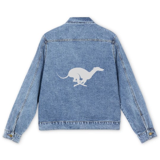 Light Grey Running Greyhound X Racer Track Dog Men's Denim Jackets