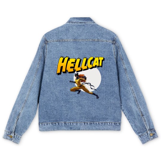 Mens Marvel Hell Cat Hella Cat Hellcat New cat Men's Denim Jackets