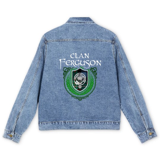 Ferguson Surname Scottish Clan Tartan Crest Badge Men's Denim Jackets