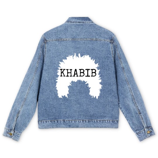 khabib normagomedov sheep hat white text Men's Denim Jackets