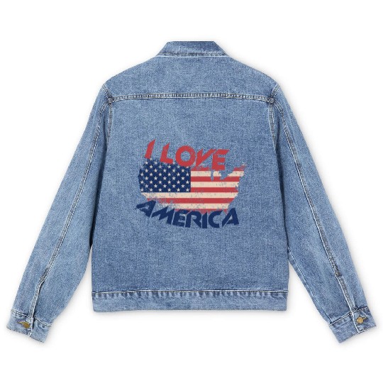 I LOVE AMERICA Men's Denim Jackets