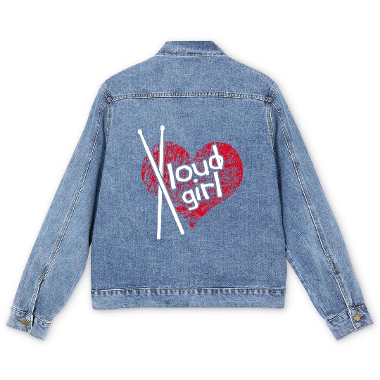 Loud Girl. Drummer Girl Men's Denim Jackets