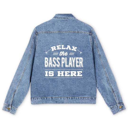 Funny Bass Guitar - Relax - Musician Humor Men's Denim Jackets