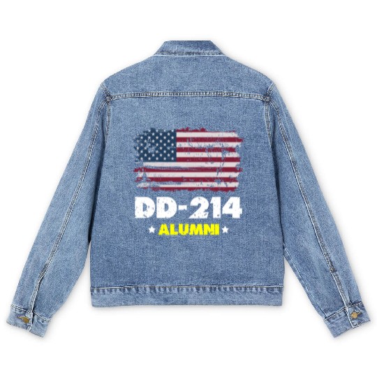 DD-214 Us Armed Forces Alumni American Flag Men's Denim Jackets