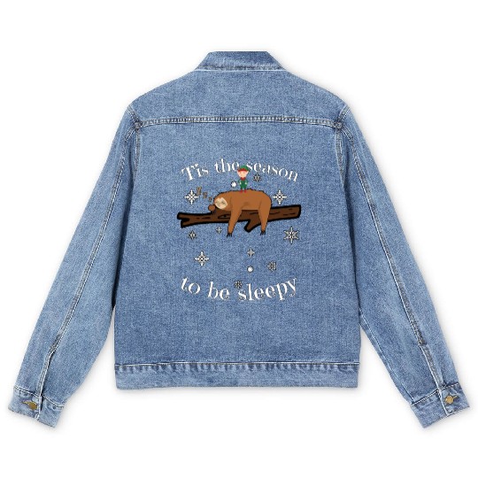 Sloth Late Sleepers Christmas Sleep Sleepy Lazy Men's Denim Jackets