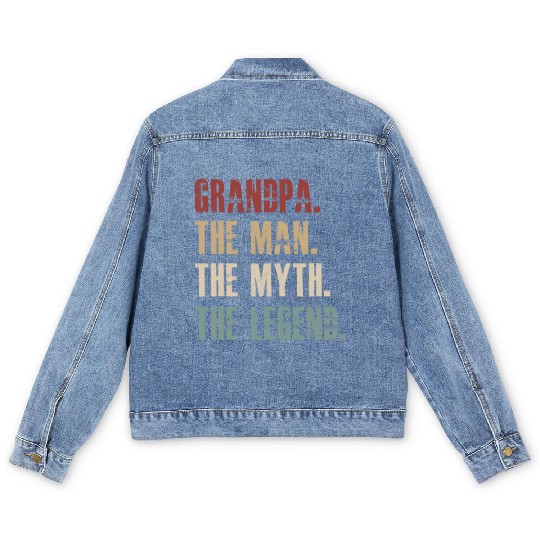 grandpa the man the myth the legend Men's Denim Jackets