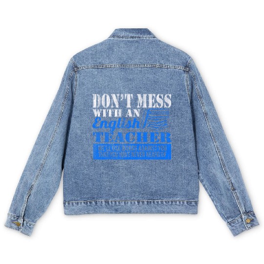 English Teacher Vocabulary Men's Denim Jackets