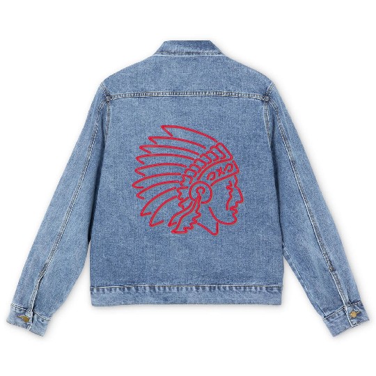 Native American Indian Chief Neon Sign Men's Denim Jackets
