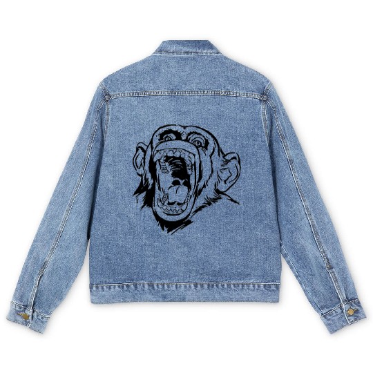Angry monkey face Men's Denim Jackets