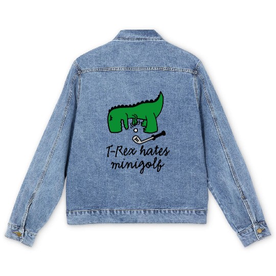 T-Rex hates minigolf miniature golf dinosaur Men's Denim Jackets