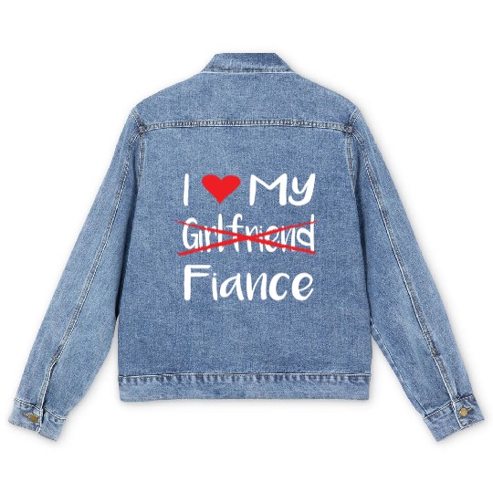 I Heart My Fiance funny lover Valentine's Day Gift Men's Denim Jackets