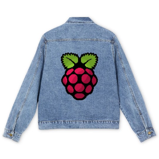 Raspberry Pi Pixel Logo Men's Denim Jackets